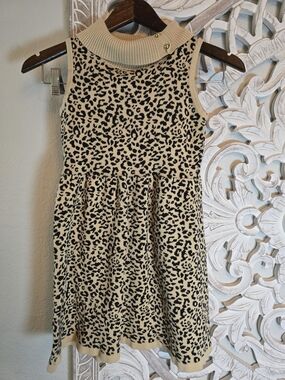 Janie And Jack Girls Leopard Print Sleeveless Sweater Dress 7